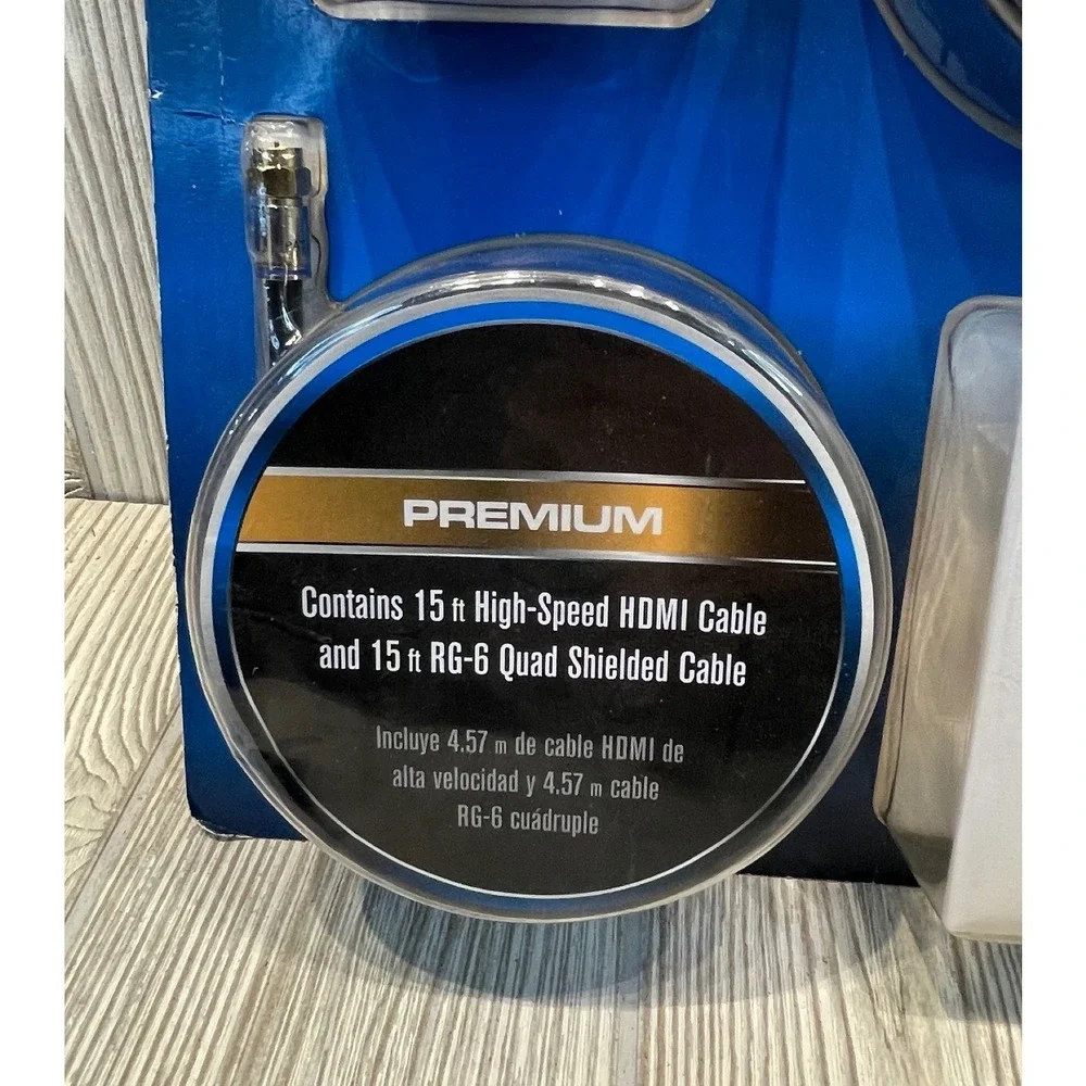 CE TECH Premium HDMI Installation Kit 15ft Cable RG-6 Coaxial Wall Plates NEW